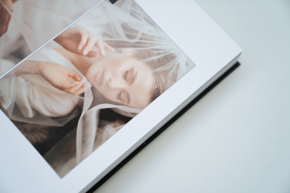 open wedding photo book.